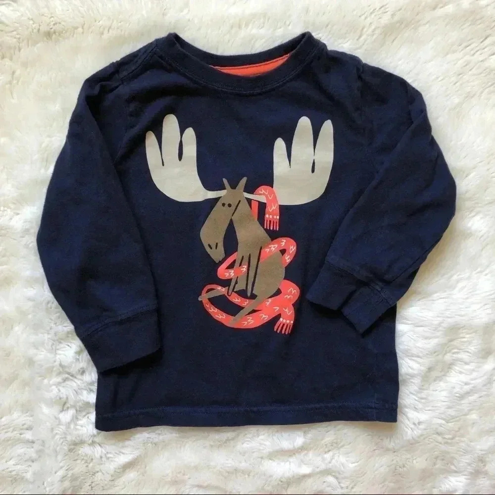 Gymboree Long Sleeved  Moose Shirt Blue 18-24M